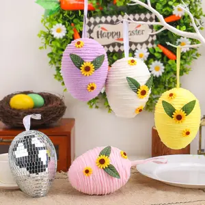 Creative DIY Easter Egg Ornaments – Realistic Woven Easter Egg Decorations for Parties, Easter Egg Props, Spring Festivals & Home/Classroom Display (Set of 6)