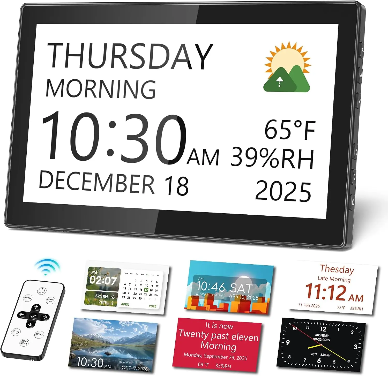 10.1" Dementia Clock for Seniors - Digital Calendar Day Clock with Large Time & Date Display, Medication Reminders, Remote Control, Temp & Humidity - Alzheimer’s & Vision Impairment Aid
