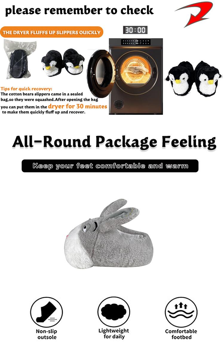 Winter warm and soft cotton shoes. New cotton waterproof shoes with rabbit patterns. Recommended by enthusiasts. Household indoor shoes.