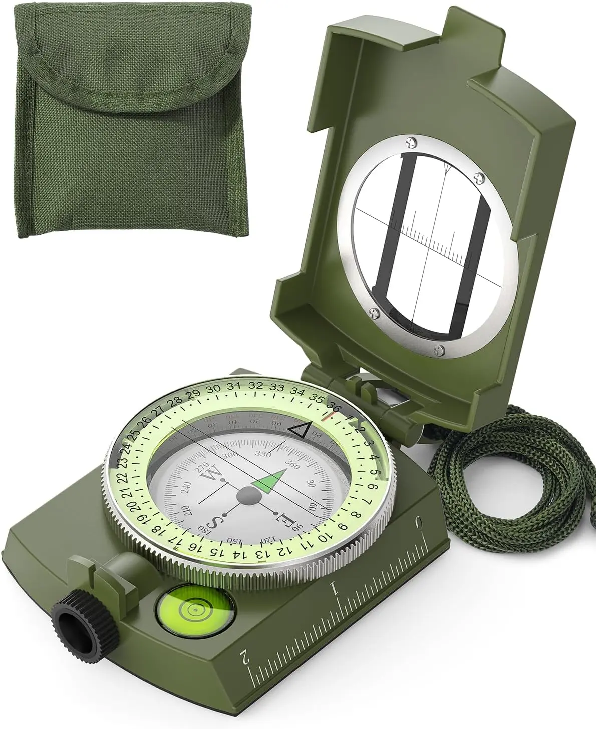 Waterproof Orienteering Compass with Strap and Carrying Case Glow in The Dark Navigation Tool for Hiking Camping Backpacking Survival Gear Outdoor Gift campingessentials