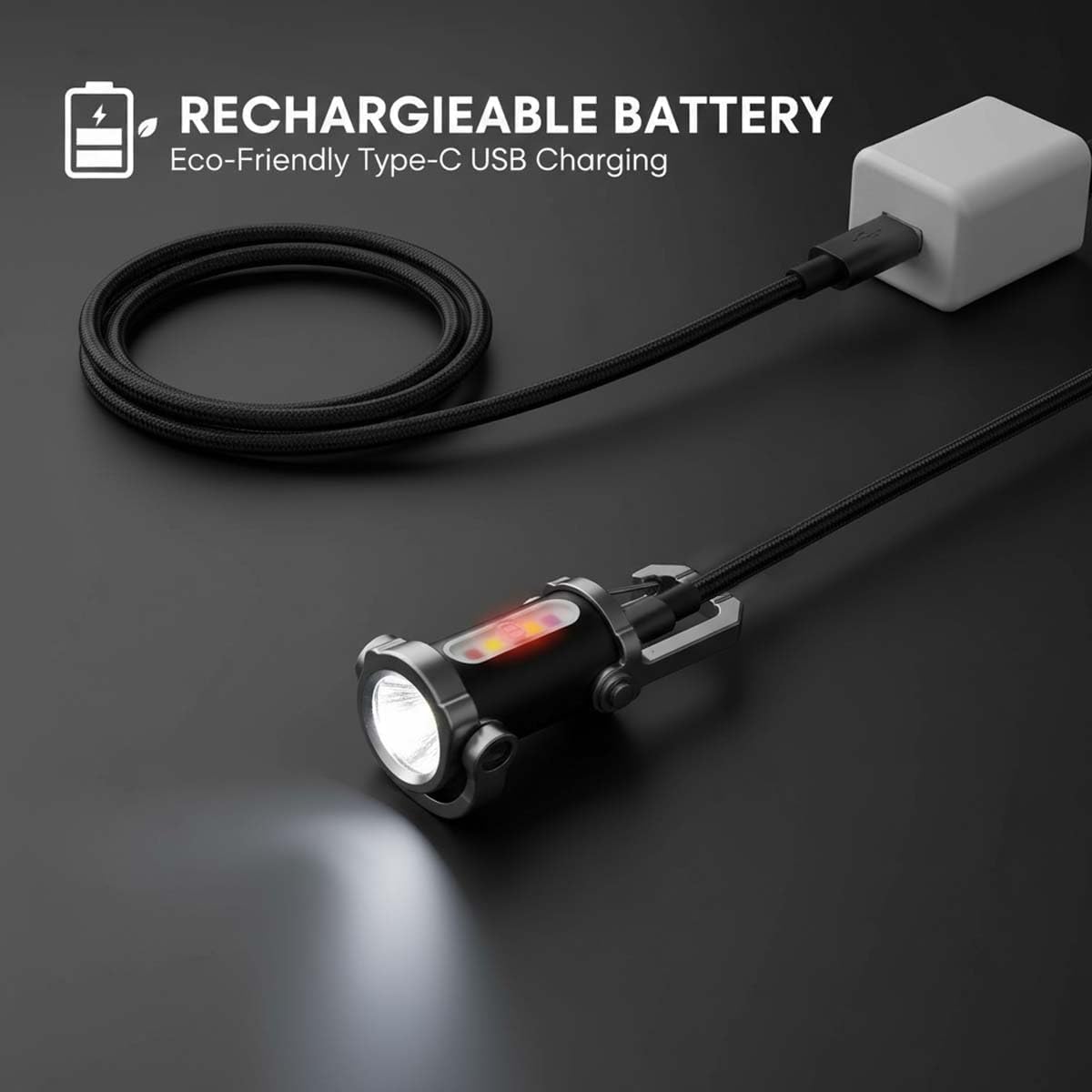 Portable Rechargeable Bright Keychain Flashlight Phone Charger, Mini Keychain Flashlight, 7 Modes, 1200 Lumens EDC Waterproof Keychains Flashlight (4PCS)