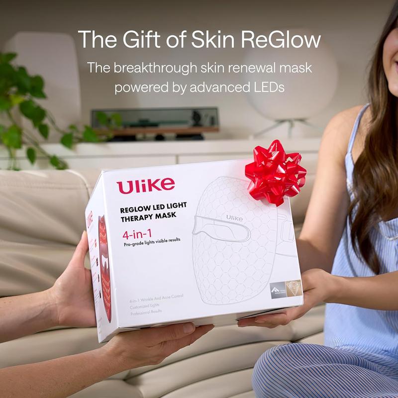 Ulike Red Light Therapy for Face, 2-Year Warranty，ReGlow LED Light Therapy Facial Mask With Red, Blue, Yellow &Infrared Red Light, 4-in-1 Modes for Firming, Rejuvenation, Brightening & Clearing, 360°Mirror Reflection