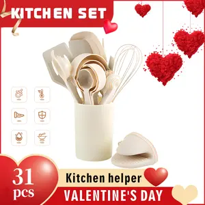 31 cookware set -446 ° F heat-resistant kitchen utensils, pliers, spatula, spoon, brush, mixer, kitchen utensil small tool set, suitable for non stick cookware, dishwasher safe (BPA free)