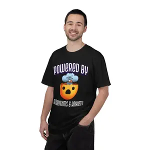 Powered by Algorithms & Anxiety – Funny Tech Humor T-Shirt for Programmers, Coders & AI Nerds