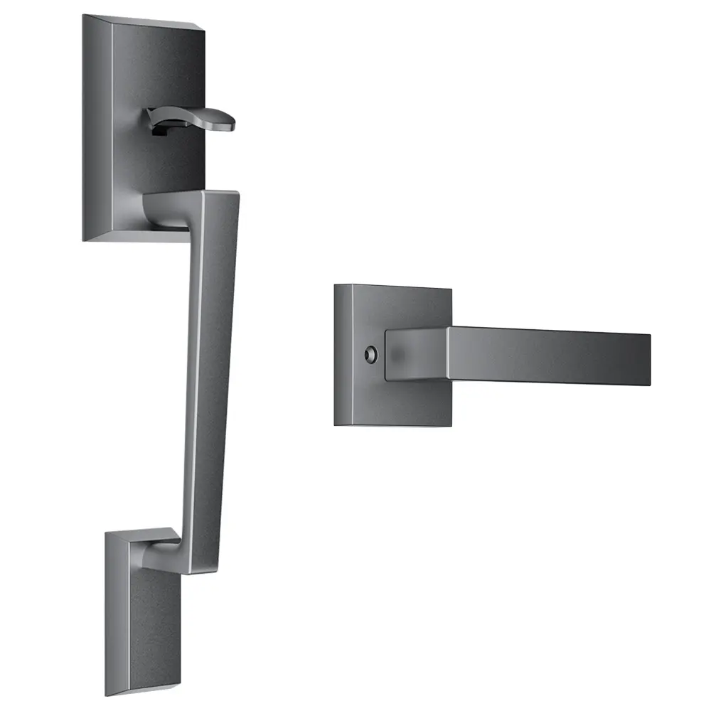TCL Front Door Handle Set for D2 Series Smart Lock, Non-Locking Exterior Handleset with Interior Reversible Lever, Fits Apartments & 1-3/8" to 1-3/4" Thick Standard Doors, Dark Grey, Easy DIY Installation, Added Style Handles, Enhanced Convenience