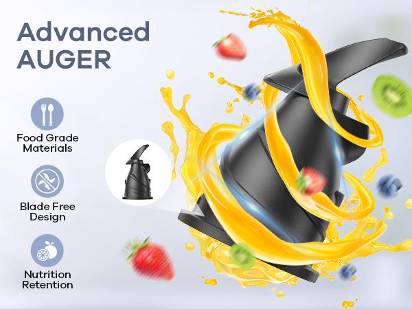 Syvio Juicer Machines Cold Press with 3 Detachable Filters 64 RPM Slow Masticating Technology Large Feed Chute Easy Clean BPA Free Silver