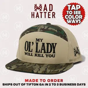 My Ol Lady Will Kill You Embroidered Trucker Hat Bold Graphic Adjustable Snapback