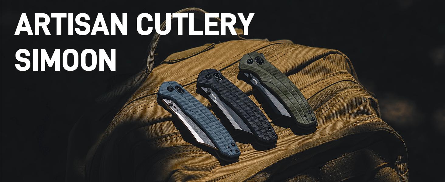 Artisan Cutlery Simoon Pocket Knife with AR-RPM9 Steel Blade G10 Handle Folding Knives with Recoil Lock for Outdoor Camping, Hunting and Daily Tasks