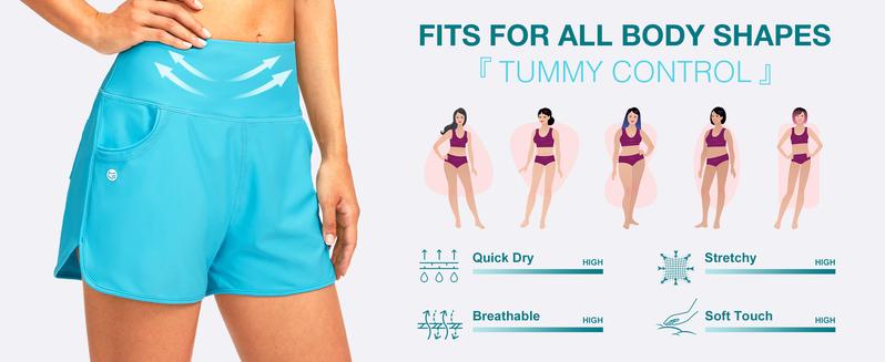 G Gradual Women's 3" High Waisted Swimmingtrunks with Pockets Quick Dry Swimtrunks with Liner Swimsuit Bottoms for Women Swim Board Shorts Swimmingshorts G Gradual Women's 3" High Waisted Swimmingtrunks with Pockets Quick Dry Swimtrunks with Liner Swimsuit Bottoms for Women Swim Board Shorts Swimmingshorts