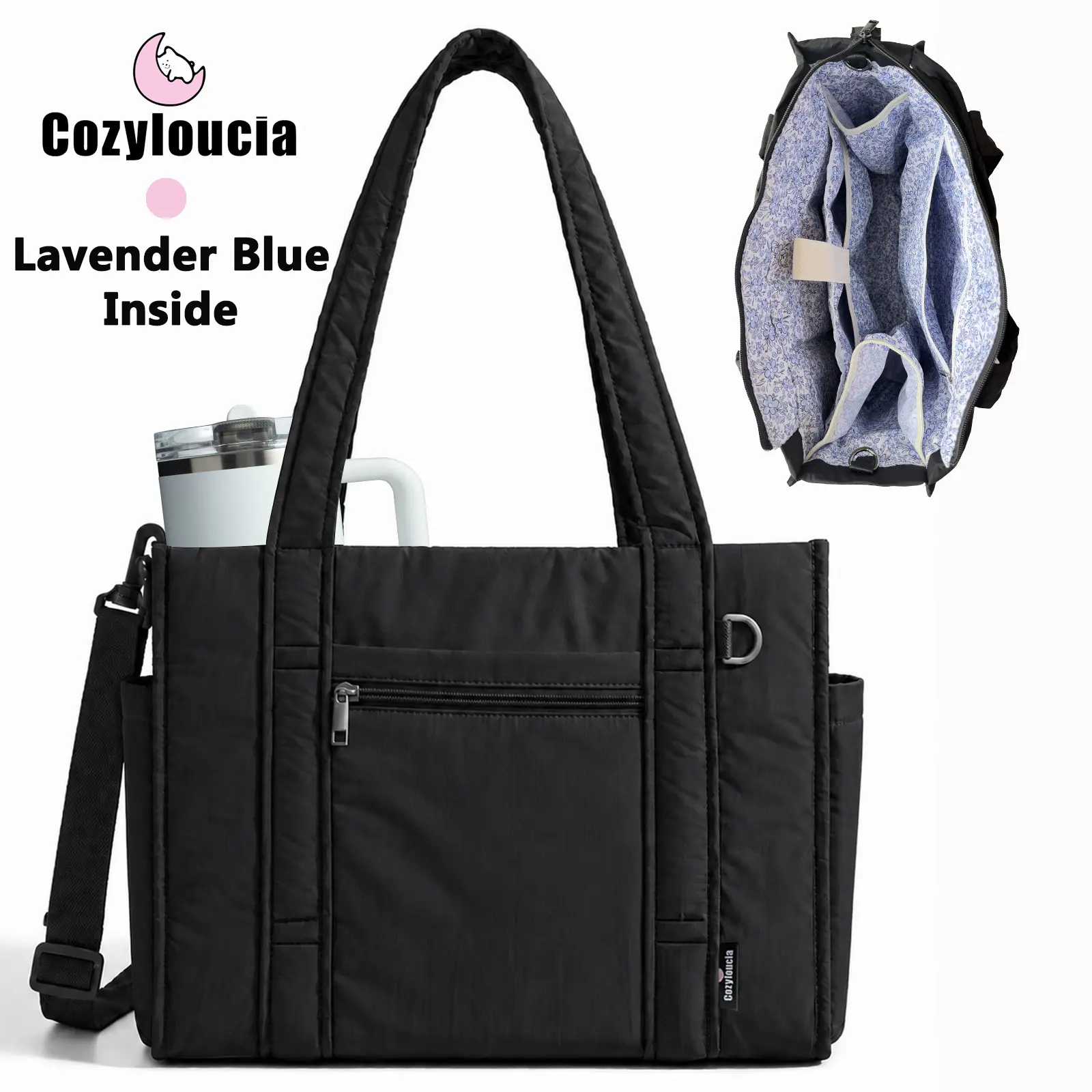 Cozyloucia Floral Boxy Tote Bag for Women Crossbody Bag with Zipper ,Handle Bag for Work College Travel Ultra Lightweight Multi-pocket Design Fallfashion TikTokShopBackToSchool  sohochic,back to school,back to school haul