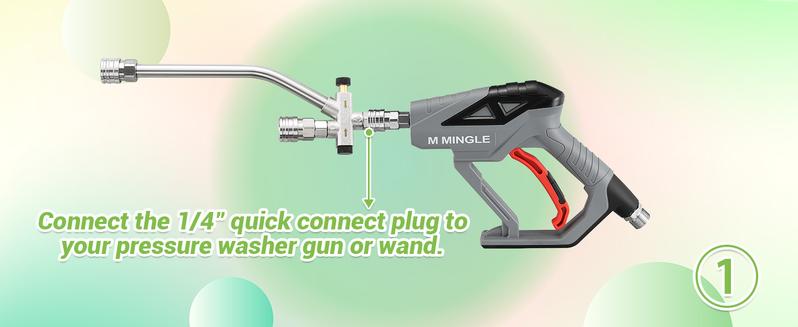 M MINGLE Foam Cannon for Pressure Washer with Dual-Connector Tool, Dual Lance Pressure Washer Wand for Adjustable Snow Foam, M22 and 1/4" Quick Connect, 5 Pressure Washer Nozzle Tips, ChristmasGift