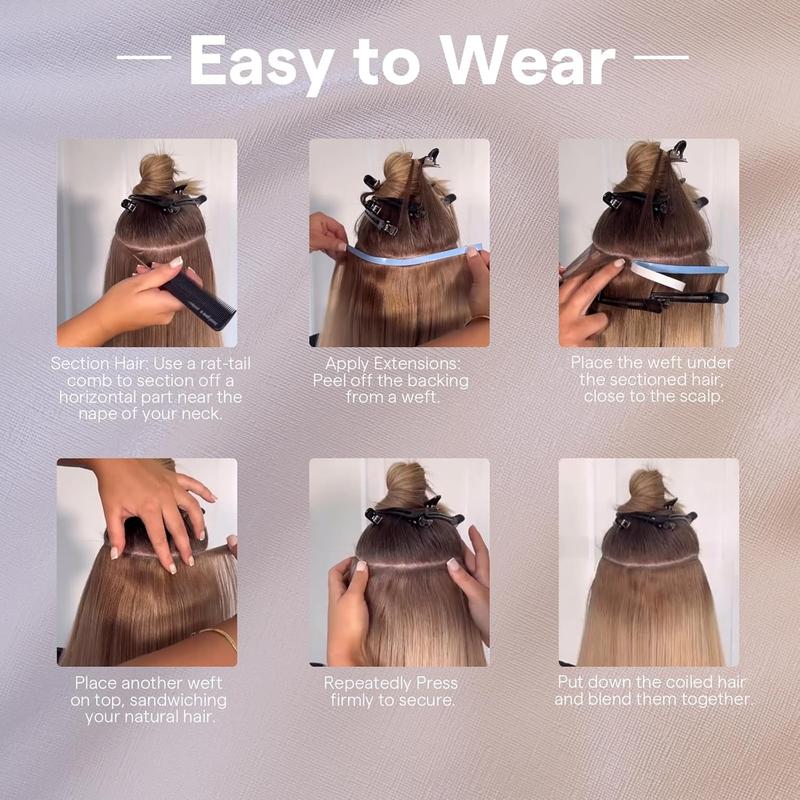 Full Shine Tape in Hair Extensions Genius Pu Genius Weft Wide Tape in Extensions Daily Office Look 20Inch 50G One Piece Double Sided Adhesive Remy Extension