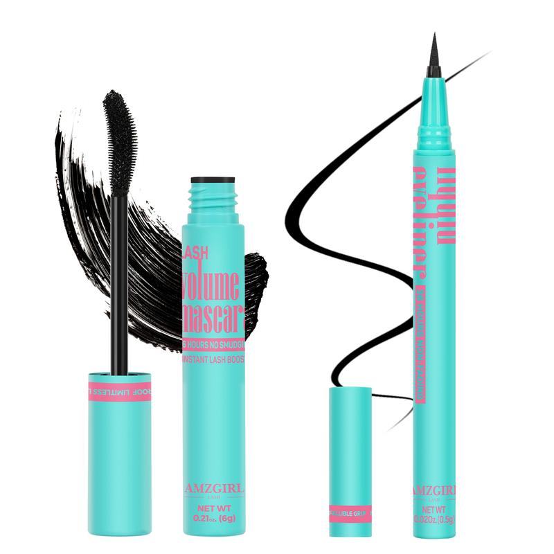 Amzgirl Makeup Fanning Voluming Mascara Waterproof 36Hours No Smudging (6g)+Eyeliner Long Lasting Waterproof Eye Makeup Cosmetic Eyebrow Pencils mascara volume and length mascara mascaras
