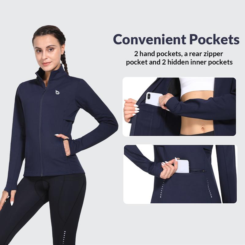 baleaf Women's Fleece Running Jacket Water Resistant Full Zip Winter Cold Weather Gear Thermal Cycling Workout Jackets