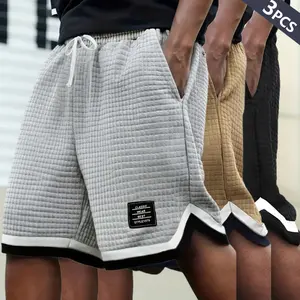 Men’s quick-dry breathable drawstring elastic-waist athletic shorts, suitable for gym workouts, running, and basketball; breathable summer men’s bottoms; regular-fit casual comfortable pocketed shorts; men’s everyday bottoms;  Waffle Knit Men's