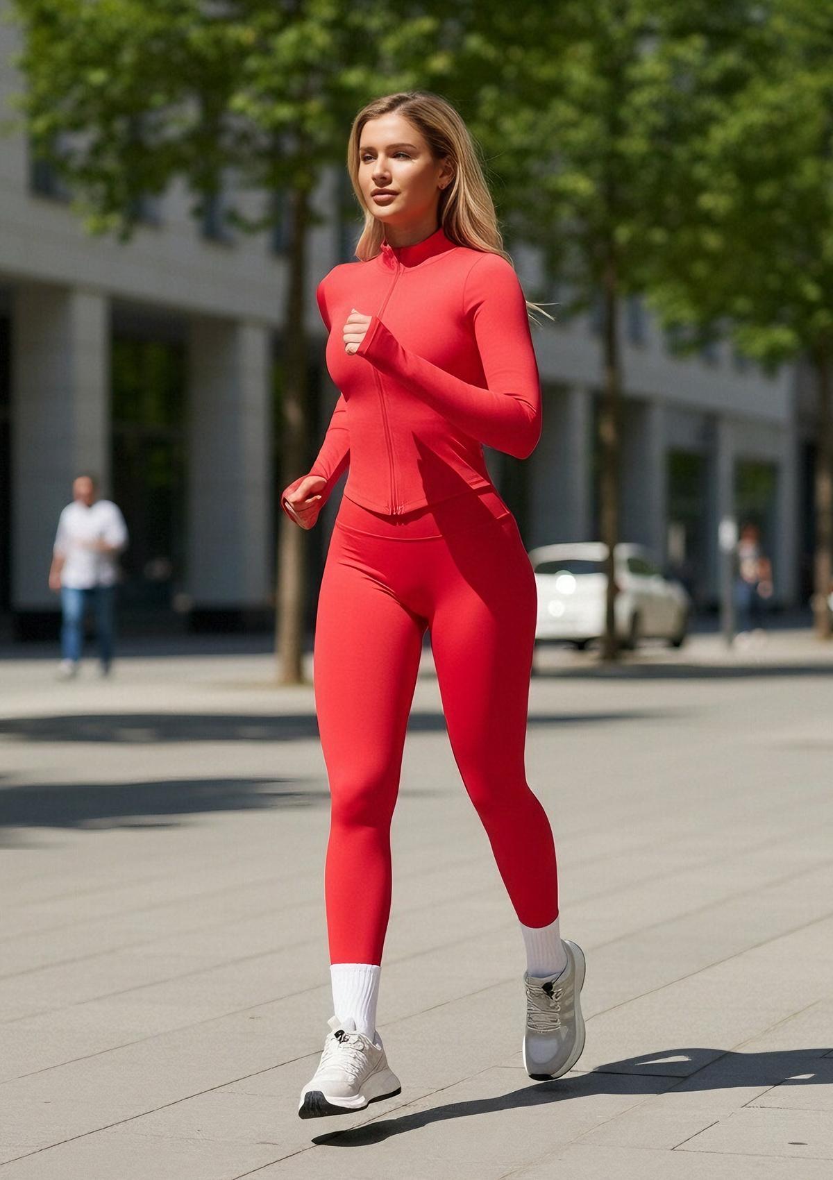 Women's Solid Criss Cross Crop Tank Top & High Waist Leggings & Zip Up Crop Jacket Tracksuit Set by MFVIM - Breathable Comfortable Outfits for Yoga, Gym, Workouts, Running, Yoga Wear, Workout Gym Clothing, Gym Sportswear, Casual Activewear SpringStatement