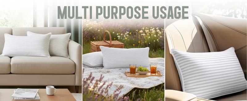 【New Year Deal】Utopia Bedding Premium Striped Bed Pillows for Back Stomach & Side Sleepers - Polycotton Soft Breathable Covers, No-Shift Construction, White, Pack of 2 - Polyester - Supportive Memory Foam 【New Year Deal】Utopia Bedding Premium Striped Bed Pillows for Back Stomach & Side Sleepers - Polycotton Soft Breathable Covers, No-Shift Construction, White, Pack of 2 - Polyester - Supportive Memory Foam