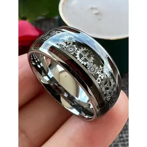 Two retro punk-style gear design rings, rotating openwork rings, unisex stainless steel rings, fashionable party accessories, everyday wear decorations, trendy birthday gifts, and witch-themed jewelry.