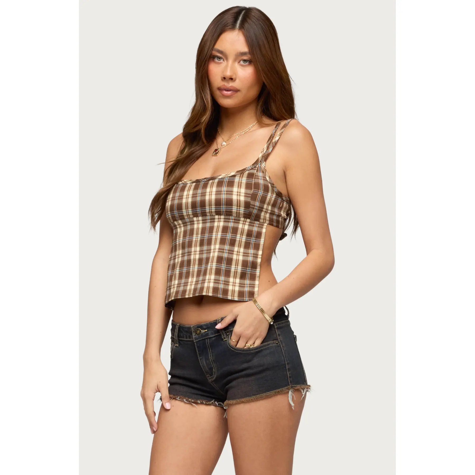 Sanya Backless Plaid Top Sanya Backless Plaid Top