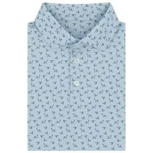 Style Mallard Polo Golf All-Over Print Shirt Graphic Blue for Men's, Soft Feel, Classic Look, Wardrobe Staple, For Any Season