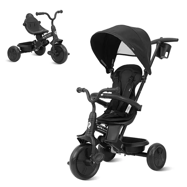 QPlay Unisex 6-in-1 3-Wheel Tricycle Stroller for Babies & Toddlers (Ages 10 Months-6 Years) - Push Power Ride-Ons & Accessories with Adjustable Parent Handle, Safety Harness, Wheel Brakes, Removable Canopy, Strollers for Babies and Toddlers