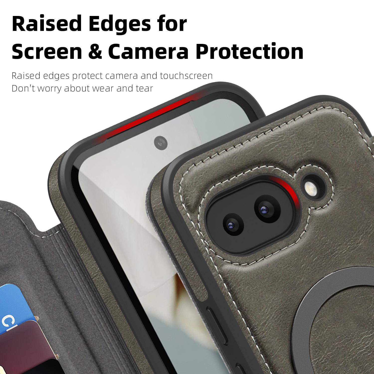 Lingdun Retro Magnetic Business Card Slot Leather Case For Google Pixel10A/10Pro XL/9ProXL/9A/8Pro/Pixel 8 Full Shockproof Protective Cover