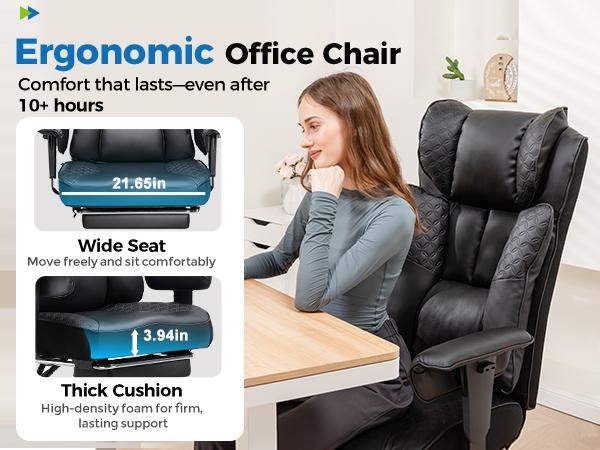 GTPLAYER Big and Tall Office Chair 400LBS Wide Ergonomic Gaming Chair with Deluxe Embossing Designed Leather, 150° Reclining, Adjustable Soft Armrests, Pocket Spring Back Support, and Pillow GTPLAYER Big and Tall Office Chair 400LBS Wide Ergonomic Gaming Chair with Deluxe Embossing Designed Leather, 150° Reclining, Adjustable Soft Armrests, Pocket Spring Back Support, and Pillow