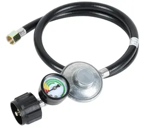 12ft Propane Hose Regulator with Gauge - Low Pressure QCC1/Type1 3/8 Female Flare Nut for Grill Heater Fire Pit 5-40lb