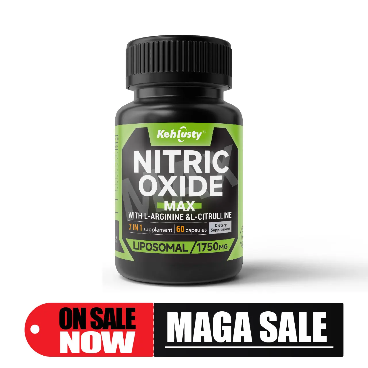 7-in-1 Edible Gluten-Free Pre-Workout Nitric Oxide Fitness Endurance Supplement Capsules - FDA Registered, Vitamin C, L-Citrulline, L-Arginine, Beetroot, Maca, Water Support, Energy Boost, Blood Flow Enhancement - 60 Count Nutrition Supplement