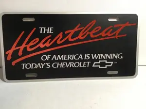 Vintage Chevr0let License Plate, "The Heartbeat of America I Winning, Today's Chevr0let" New 1980's