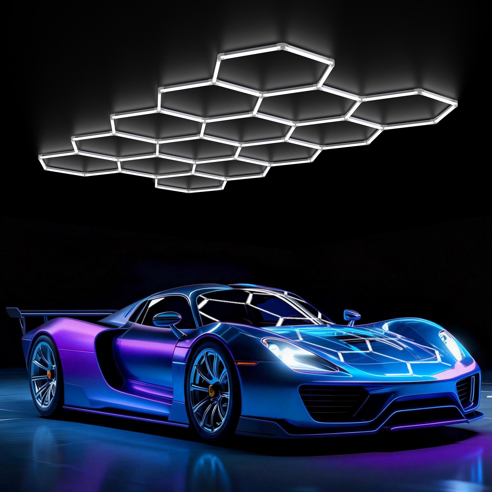 IPACKORIN Hexagonal Ceiling Light, Honeycomb Ceiling Light,Ultra Bright Honeycomb Lights, Hexagonal Garage Lights for Shops Supermarkets Shopping Malls Car Shows Basements Gymnasiums,  stockup mothersday