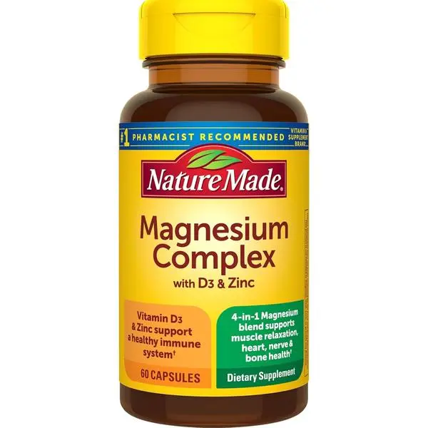 Nature Made Magnesium Complex Supplement with Vitamin D & Zinc, 60 Capsules