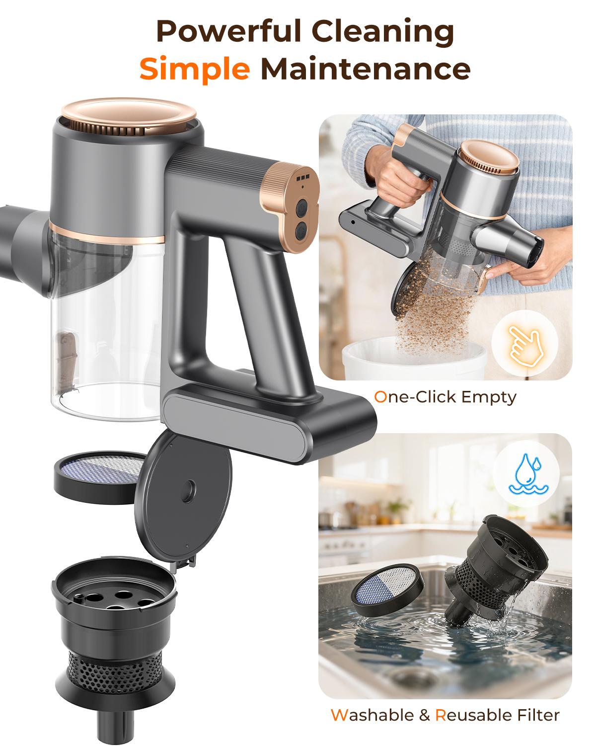 [Springglowup] N8 Cordless Stick Vacuum Cleaner 25Kpa 40 Mins Runtime Lightweight Stick Vacuum,Self-Standing Rechargeable Vacuum Cleaners for Pet Hair,Carpet,Hardwood Floor