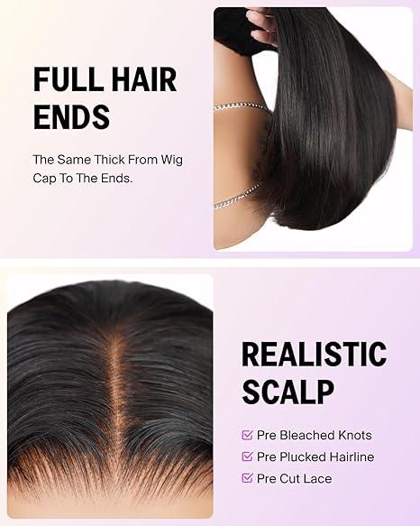 Megalook 250% Density Burgundy #99J/Natural Black/Milk Tea Straight 6x5 HD Full Lace Frontal Wig Transparent Lace Human Hair Lace Wig Red Colored for Women Pre Plucked