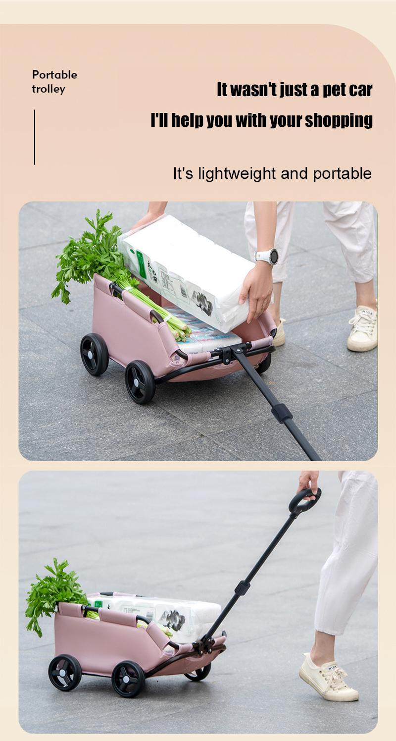 Pawzseek Premium Pet Travel Cart for Small Dogs & Cats - 360Β° Swivel Pull Rod, 4 Wheels, Easy Maneuver, Foldable Outdoor Carrier