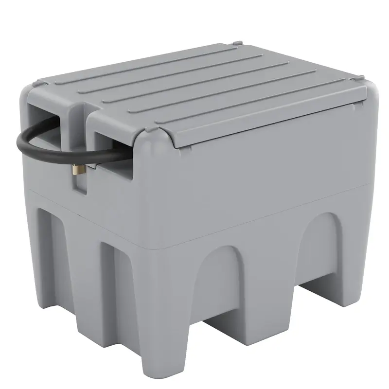 Garvee 48 Gallon Portable Fuel Transfer Tank with 12V Electric Pump, 10GPM Flow, 13Ft Hose & Auto Nozzle for Diesel & Gasoline - Ideal for Trucks, Tractors, Boats, Generators - Gray