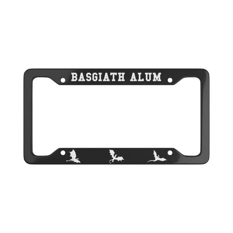 Basgiath Alum License Plate Frame - Cool Car Accessory, Unique Vehicle Decor, Fantasy Lover Gift, License Plate Holder, Mythical, Dragon