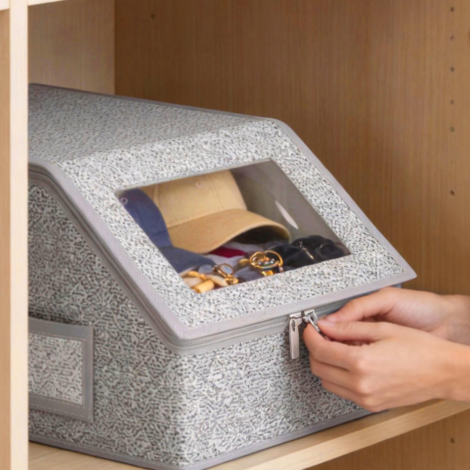 hat Organizer Baseball Cap Storage Box Holds Up to 24 Caps Durable Cardboard Stackable Hat Organizer for Wardrobe Easy Carry