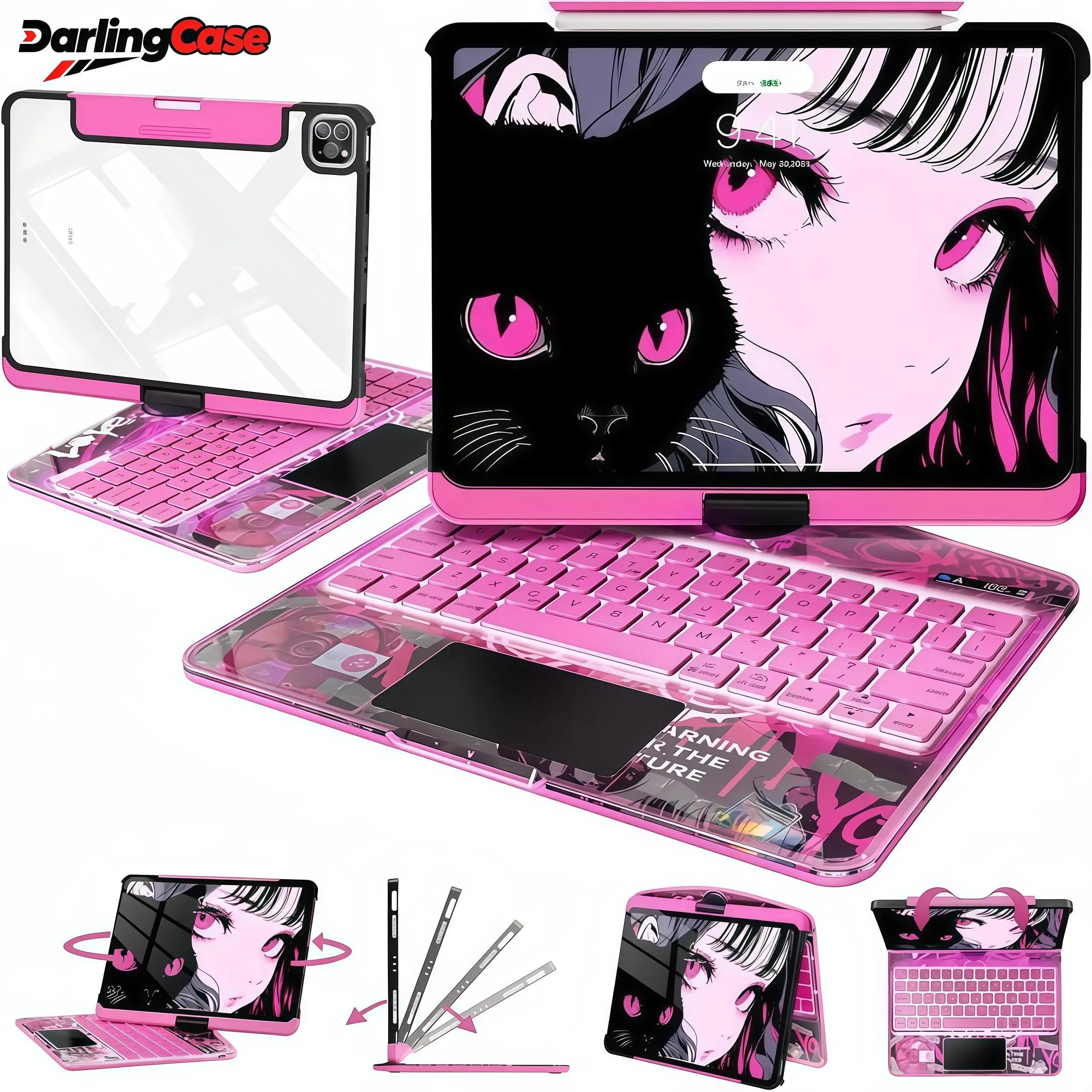 #SummerWins #DealsForYouDays Transparent White Keyboard Case Compatible with  iPad 11th(A16)11inch 2025-iPad 10th 10.9inch 2022,Touch 360°Rotatable High-strength acrylic, impact-resistant,Backlight &Pencil Holder