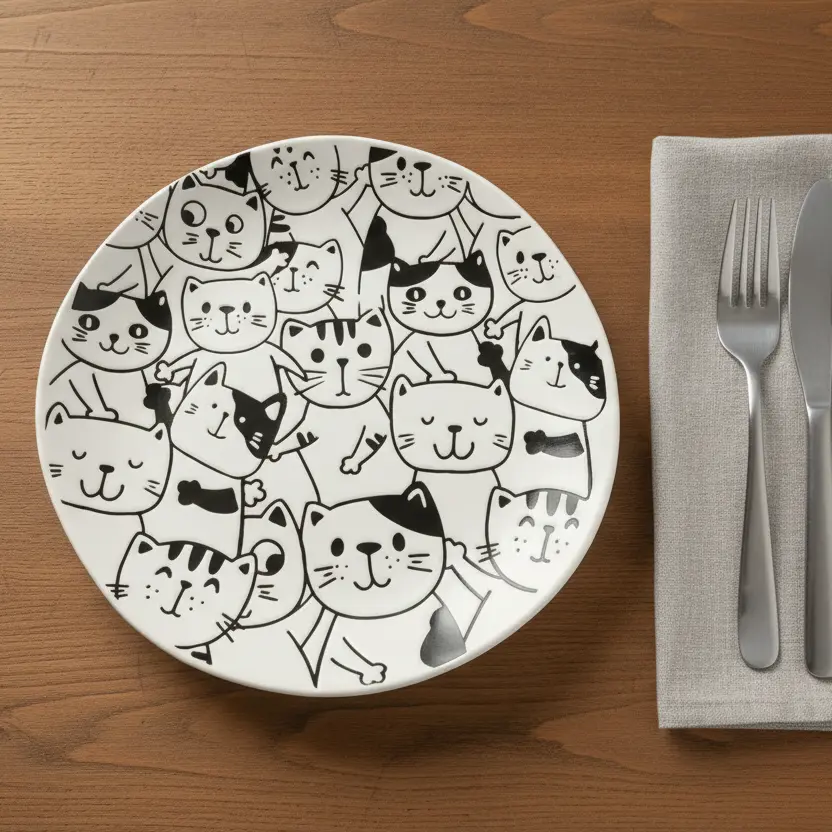 Cat Salad Plate