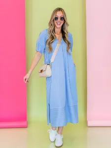 Blue Through Midi Dress