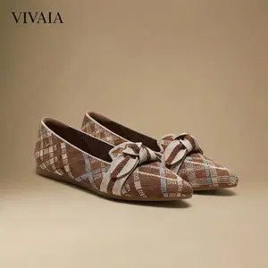 VIVAlA Women’s Pointed-Toe Bow Loafers – Breathable Knit Upper, Deodorizing Insole & Arch Support with Heel Rebound Stylish Comfort (Michelle 2.0)