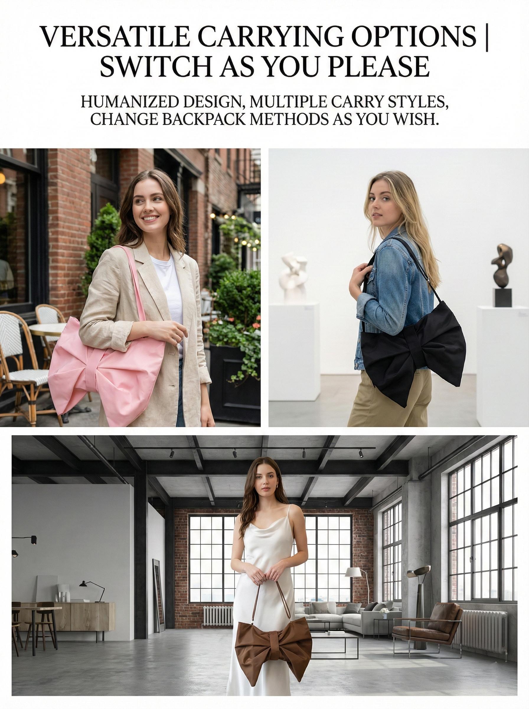 Bowknot Shoulder Bag For Women, Fashion Small Underarm Purse, Cute Casual Lightweight Fabric Handbag With Adjustable Strap