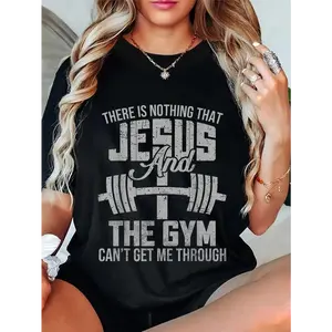 100% Cotton Unisex Nothing Jesus And The Gym Fitness Christian Workout Gym T-Shirt Christ Christian Tops