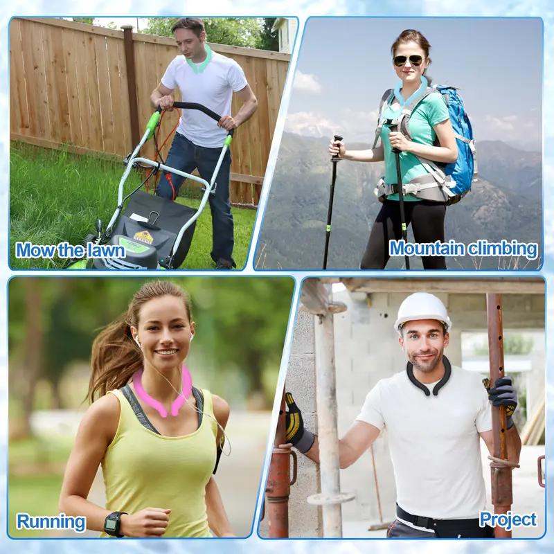 Reusable PCM Material Summer Cooling Neck Ring with Portable Cotton Thermal Bag - Hands-Free Ice Pack for Outdoor Activities, Sporting Events (Up to 5 Hours Cooling Sensation)