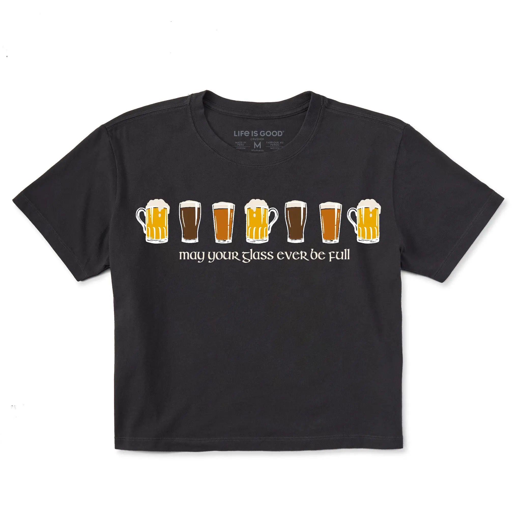 Women's May Your Glass Ever Be Full Short Sleeve Crusher Boxy Tee