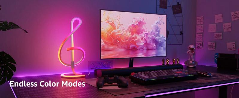 Lepro RGBIC AI Smart Table Lamp, Music Sync Smart Table Lamp Work with Alexa Google, LED Desk Lamp with 16M Colors, Color Changing Atmosphere Lamp for Bedroom Living Room Dimmable Night Light APP Control No Remote, 2.4 GHz