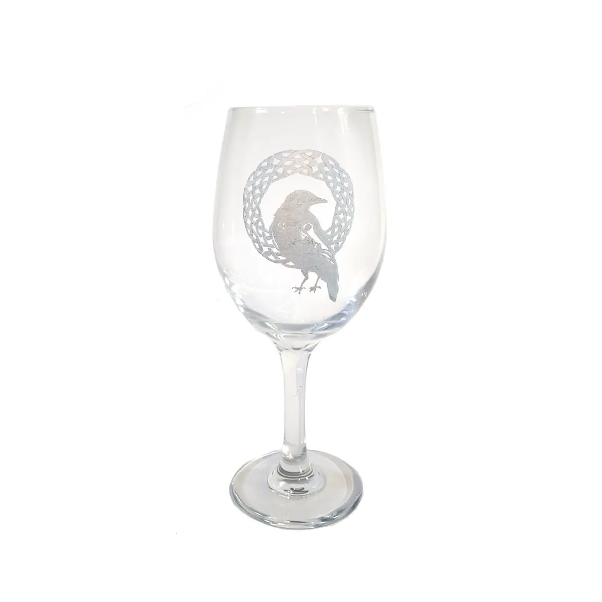 Lyoncraft WIRV01 Stemmed 18oz Luminous Lightweight Laser Engraved Celtic Raven Wine Glass, Dishwasher Friendly Kitchenware Drinkware for Wine Tasting
