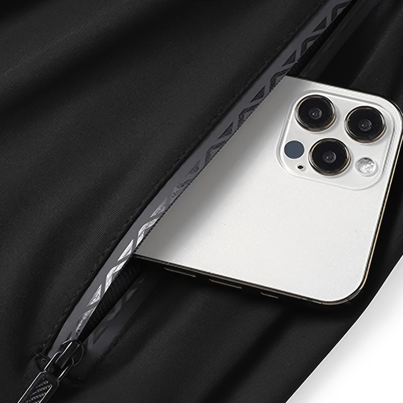 Men's summer ice silk seven-inch pants - Cool like ice silk, quick-drying, breathable, loose and casual outdoor sports pants, with zipped pockets, suitable for running, hiking and beach wear, summer sportswear | Sporty casual shorts