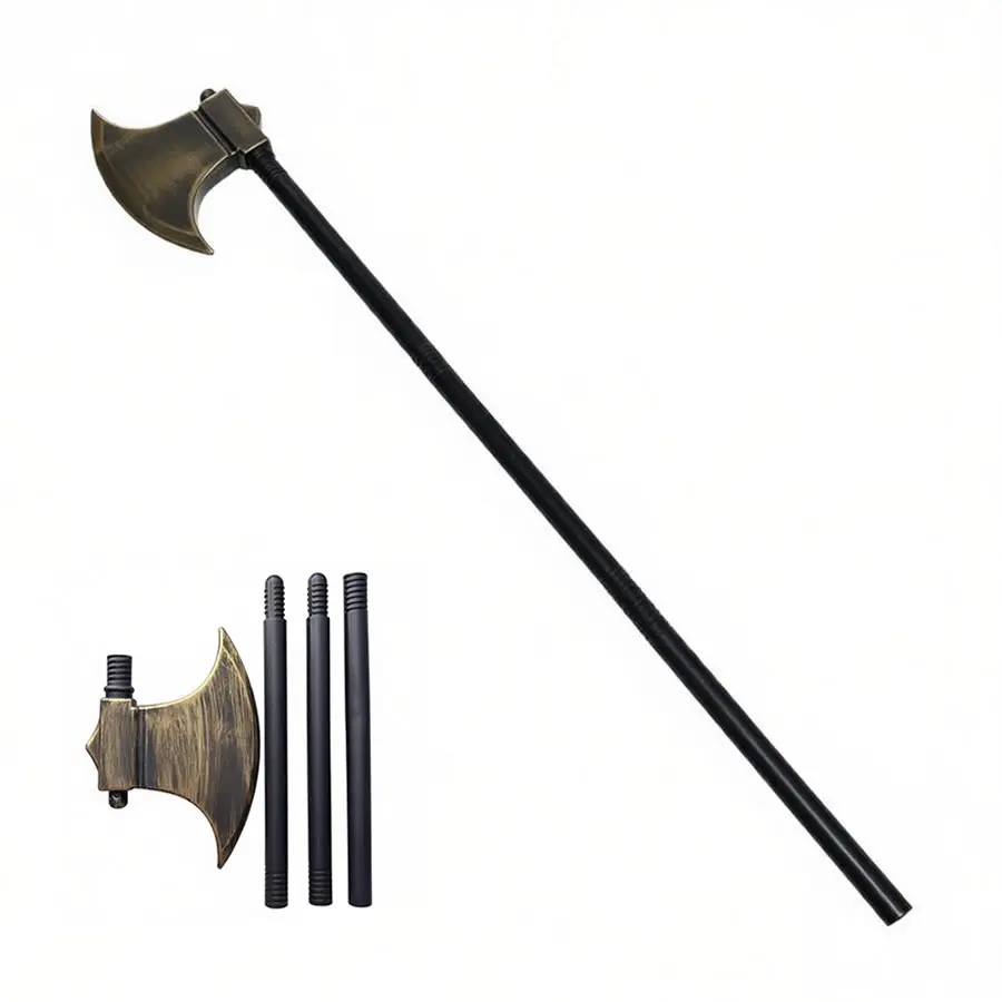 Detachable Medieval Vintage Axe 40-Inch Battle-Axe Plastic Halberd Cosplay Prop Costume Weapon Halloween